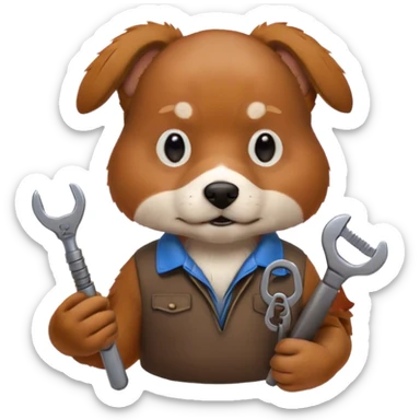 Dog with pipe wrench  sticker