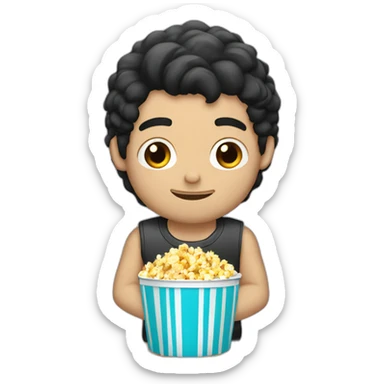 white guy black hair eating popcorns drinking Beverage Box sticker