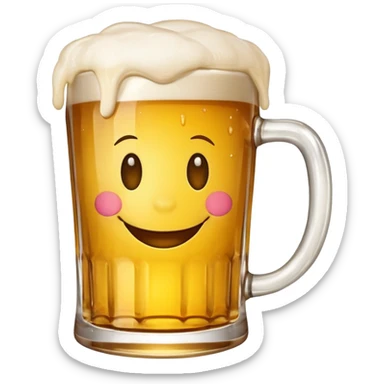 Smiley emoji with beer glass  sticker