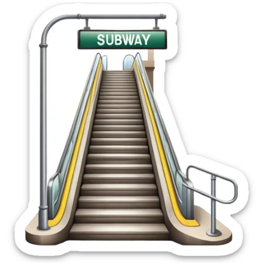 the entrance to the subway is via a staircase with a subway sign sticker