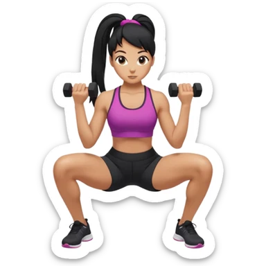 Women with long black ponytail doing a squat sticker