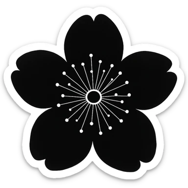 show  one black cherry blossom without a stem , remove background sticker