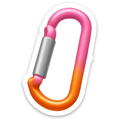 Pink and orange Carabiner clip   sticker