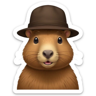 Realistisk Capybara med hat sticker