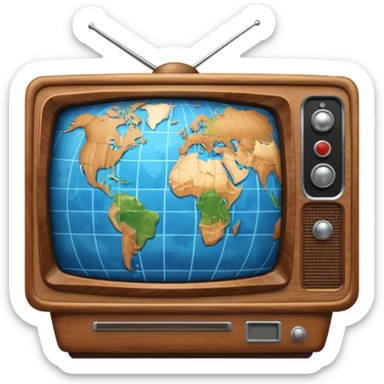 Tv with an globe of the earth sticker