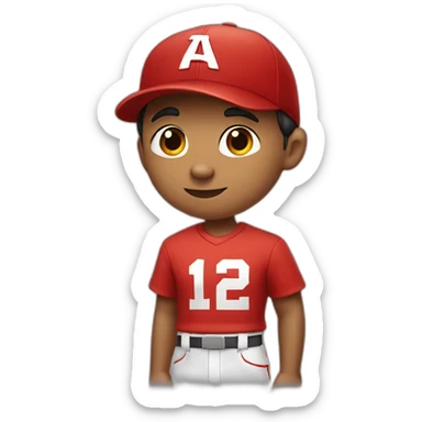 Morocho boy in red attire with a red Nike cap 🌟. sticker