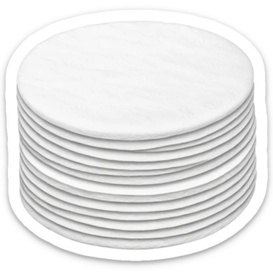 A long pile of 50 round flat thin cotton pads sticker