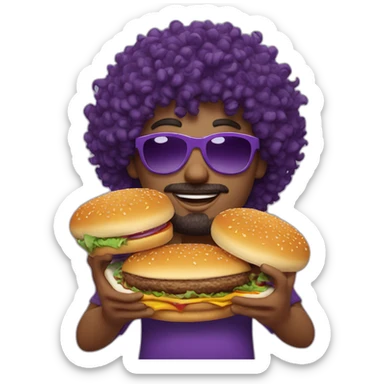 curly-hair-purple-cool-guy-round-star-sunglasses-holding-burger sticker