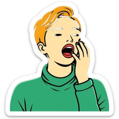 guy holding hands on neck with mouth open sticker