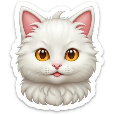 white kitten, apple emoji style, no text sticker