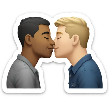gay hispanic guy with gay white guy kissing sticker