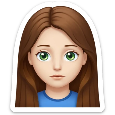 Im not pale but I'm whoite  I have greenish blue hazel eyes I have brown long hair middle part  sticker