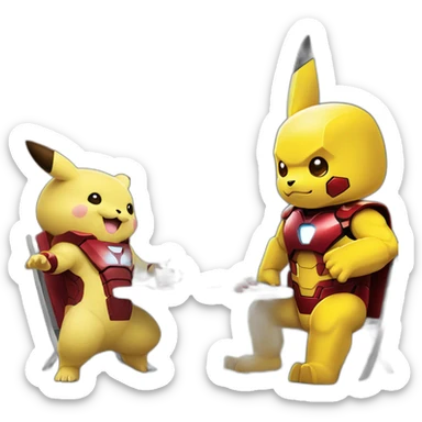 Iron Man et Pikachu qui mange des crêpes  sticker