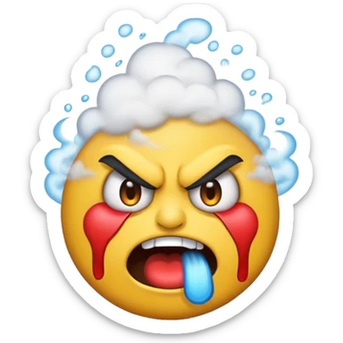 cartoon emoji sticker with an angry face and steam coming out of the nose, colorful and cheerful, no text, suitable for WhatsApp and Instagram sticker