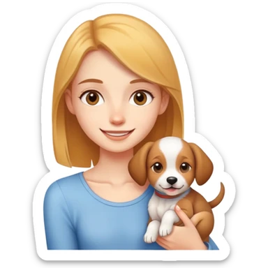 skinny smiling girl with puppy indoors sticker