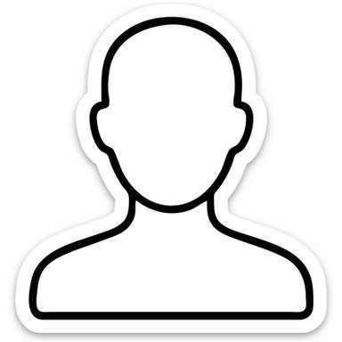 very detailed outer contour of a human head and shoulders, icon, no internal details, no fill, outline style, no text sticker