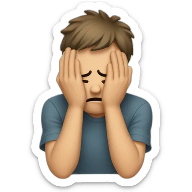 overwhelmed man hiding his face using hands sticker