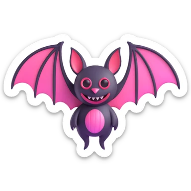 3D gothic bat with pink highlights, elegant and dark sticker