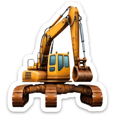A excavator with four arm and spider legs sticker