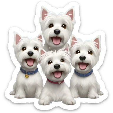 Three happy westie dogs sticker