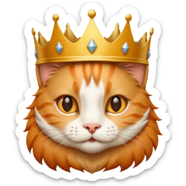 Cat wearing king hat sticker