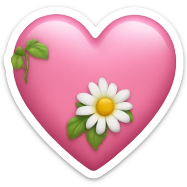 pink heart with flower sticker