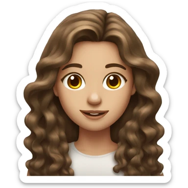 beautiful girl,with long Brown hair, wavy hair,with ipad sticker