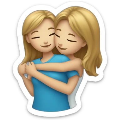 Hug between two girl in blue  sticker