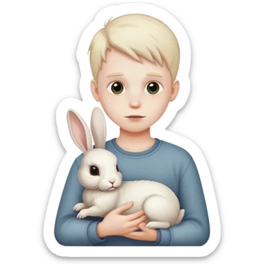 a boy with a dead bunny sticker