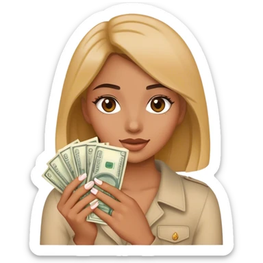 Emoji of a girl with her nails did and money sticker