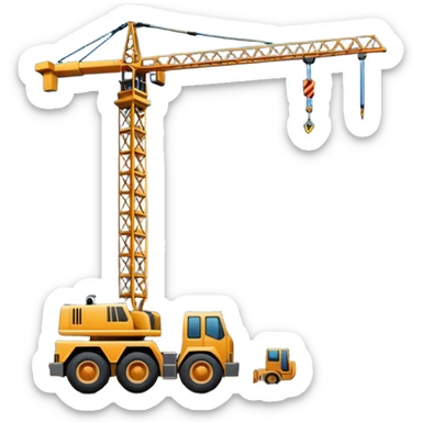 Construction site with crane and building sticker