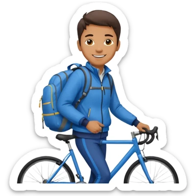 Commuter + blue jacket + backpack, City Cyclists. sticker