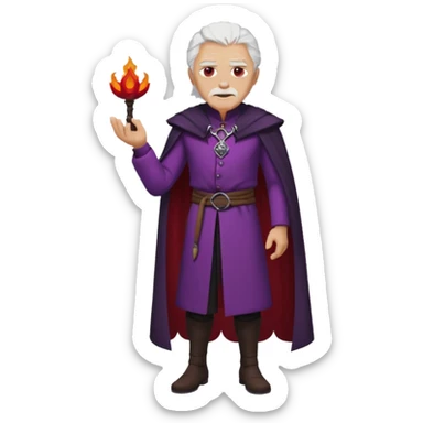 a white haired old man with purple eyes standing, full body, in Targaryen themed clothes, clothes are black and red themed HIS CLOTHES ARE NOT PURPLE  sticker