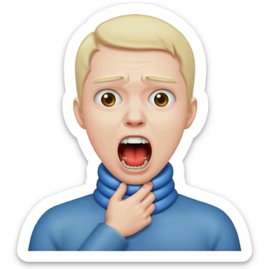 A person choking themselves on the neck and screaming  sticker