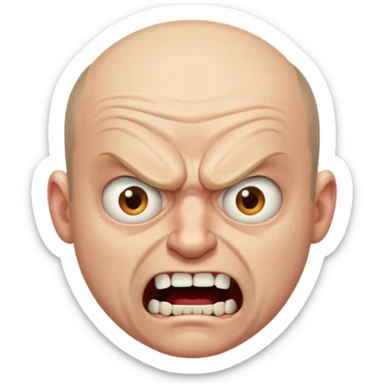 Angry balding Snaggletoothed mad professor sticker