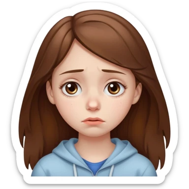 brown haired girl puffy swollen sad eyes sticker