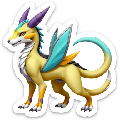 Colorful Raikou-Meloetta-Wargreymon-Sergal-Pokémon-Digimon-Fakémon-fusion-hybrid-creature sticker