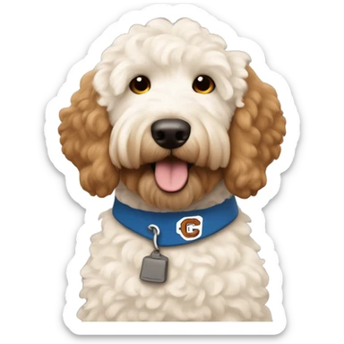 White Goldendoodle in a Cleveland Brown Uniform  sticker