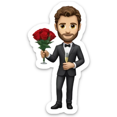 Photo Realistic Jamie Dornan as Mr Grey holding roses and champagne  sticker