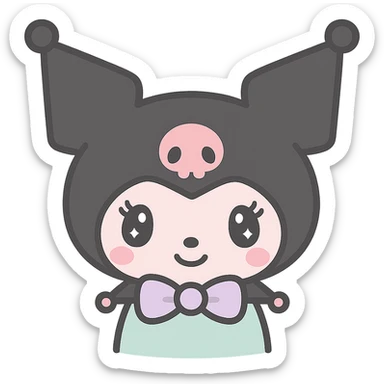 Kuromi character, kawaii style, transparent background, no background elements sticker