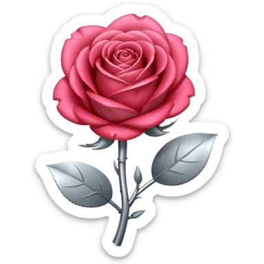 gray metal chrome rose, without green leaves, just flower sticker