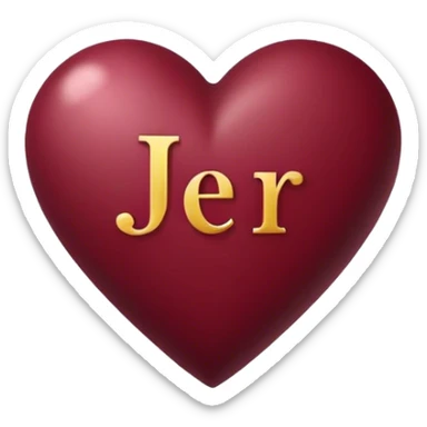 Burgundy heart with the letters Jer in the middle  sticker