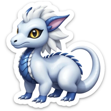 White glossy soft silky furry iridesent Absol-Shinx-Snake-fusion-hybrid, full body sticker