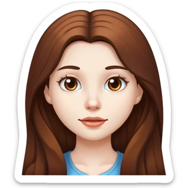 Make a girl with white skin and brown long hair sticker