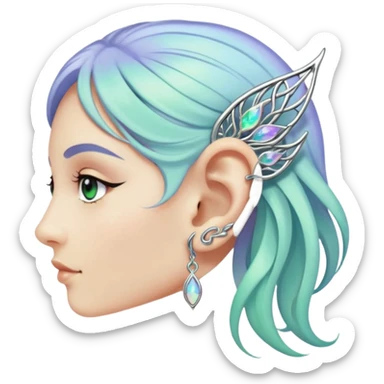 Elvish fae shiny sparkly iridescent translucent diaphanous ear climber ear cuff sticker