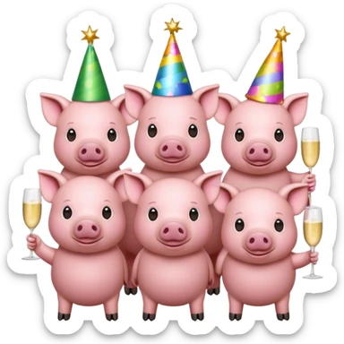 pigs pink champagne cheers  sticker