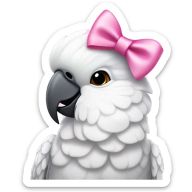 white cockatoo with a pink bow sticker