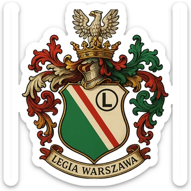 classic detailed coat of arms of Legia Warszawa on white background sticker