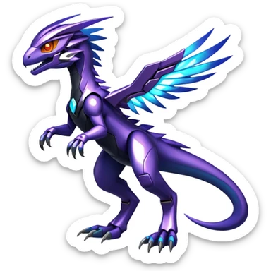 Shiny Nebula Futuristic Fakemon-Pokemon-Digimon-Spectrobes-Raptor-fusion, full body sticker