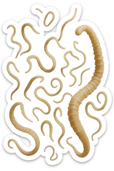 sei parassiti come la tenia iperrealistici 4k fluttuano in aria sticker